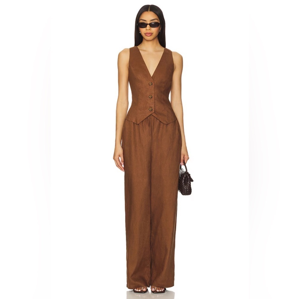NWT Lovers & Friends Asa Easy Linen Pant in Chocolate Pants ONLY Size XS